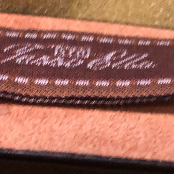 Tasso Elba Leather belt light brown/ decorative finish stitching/ metal buckle - Picture 10 of 10